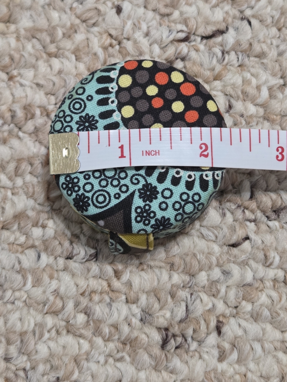 Vera Bradley Small Round Travel Case in Aqua, Gray, Yellow & Orange Dot Pattern - Picture 5 of 6